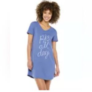Blue Graphic T-Shirt pajama Dress. Size medium.